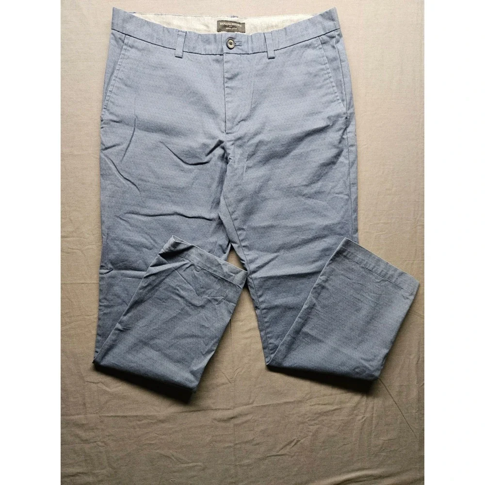 Banana Republic Aiden Chino Mens 35x32 Blue Slim Fit Textured Cotton Pants